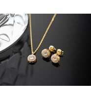 925 Ayar Gümüş Nisan Ayı Doğum Taşı ( Diamond ) Kolye - Küpe Seti