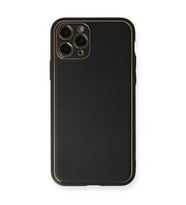 Apple İphone 11 Pro Max Kılıf Coco Deri Silikon Kapak - Siyah