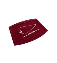 Süet Kumaş Bordo Renk 34,5/27 cm Kolye Ucu Küpe Yüzük Takı Servis Sunum Tablası