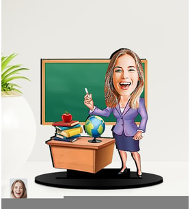 Kişiye Özel Öğretmen  Karikatürlü  Mdf Biblo (Çok Renkli)