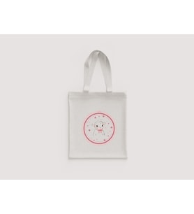 Sevimli Koyun Pembe Çerçeveli Minimal Desenli Omuz Çantası Hediyelik Ham Bez Çanta