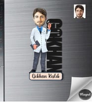 Kişiye Özel Doktor İsimli Erkek Ahşap Magnet -1