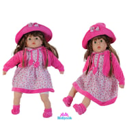 Sevimli Pembe Çiçekli Elbiseli Saçlı Gerçekçi Oyuncak Et Bebek 60 Cm