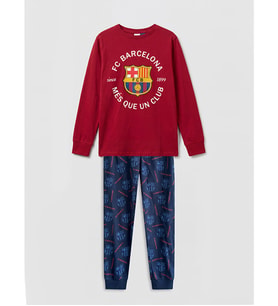 LCW Kids Bordo Fc Barcelona Baskılı Erkek Çocuk Pijama Takımı