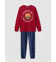 LCW Kids Bordo Fc Barcelona Baskılı Erkek Çocuk Pijama Takımı