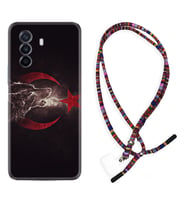 Huawei Nova Y70 Y90 Nova 9 SE  Kılıf Boyun Asklı Rasta Silikon Kurt ve Ay Yıldız 1403