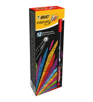 Bic Keçe Uç Kalem İnterstiy Fine Liner İnce Uçlu Kalem Kırmızı (12 Li Paket) (Karışık)