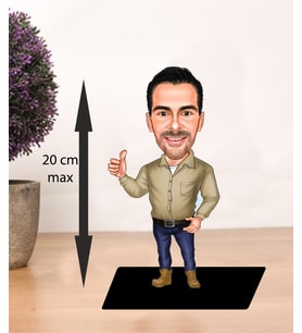 KİŞİYE ÖZEL KARİKATÜR kahve gömlekli adam BİBLOSU