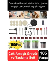 105 Parça Hobi Gravür Dremel Taşlama Ucu Mini Metal Ahşap Oyma Seti Parlatma Zımparalama Fırçalama