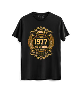 Vintage Gold Awesome Series January 1977 Siyah Tshirt