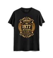 Vintage Gold Awesome Series January 1977 Siyah Tshirt