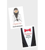 Gelin Damat Bohçası Kartları, Gelin Çeyiz Bohça Kartı, Bohça Kartı 18 Adet 7x10 Cm