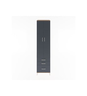 Hyperion Dolap 5 Raflı 3 Çekmeceli 2 Kapaklı 60x44x243 Çam-Antrasit