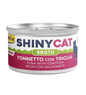 GimCat Shinycat Broth Sos İçinde Barbun Balıklı ve Ton Balıklı Kedi Konservesi 70g
