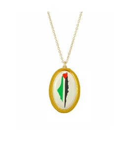 Filistin Haritası ( Kudüs Palestine ) Gold Kolye (Gümüş)