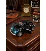 Çek Bırak Beetle Vosvos Araba 1:32 Ölçek Sesli Işıklı Kapıları Açılan Model - Siyah