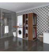 Kenzlife çamaşır-kurutma makinesi dolabı ve giysi dolabı çekmeceli attar sağ cvz 187*160*60  banyo (Beyaz)