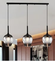 3Lü Yuvarlak ve Sıralı Siyah Gold Modern Genç Odası Yatak odası Retro Salon Avize 3223-W83-2B-VY (Füme-Siyah)