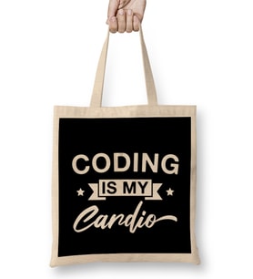 Coding Is My Cardio Bez Çanta Uzun Saplı