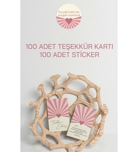 100 Adet Teşekkür Kartı ve 100 adet Teşekkür Sticker PYTKSVTK25
