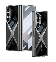 Lexroo Galaxy Z Fold 6 Kılıf Ultra İnce Kamera Korumalı PC + Deri Arka Yüzey X-Pro Kılıf - Siyah