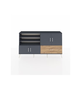 Arges Konsol 5 Raflı Tek Çekmeceli 4 Kapaklı 176x30x99 Antrasit-Antrasit/Çam