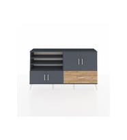 Arges Konsol 5 Raflı Tek Çekmeceli 4 Kapaklı 176x30x99 Antrasit-Antrasit/Çam
