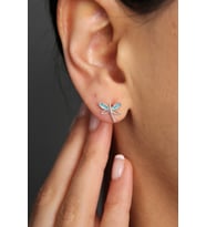 Elika Silver Kadın Taşlı Yusufçuk Model 925 Ayar Gümüş Küpe (Gümüş)