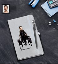 Kişiye Özel Kabadayı Karikatürlü Gri Defter Kalem Hediye Seti Bay-5