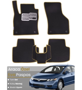 HONDA CİVİC FD6 SEDAN-(2006-2011) Uyumlu EVA Paspas Tam Set–Araca Özel,Su Geçirmez