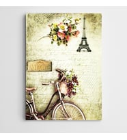 Bisiklet ve Paris Vintage Kanvas Tablo