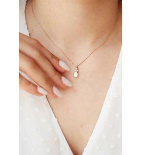 Minimal Opal Taşlı 925 Ayar Gümüş Kolye