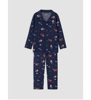 LCW Kids Lacivert Gömlek Yaka Erkek Çocuk Pijama Takımı