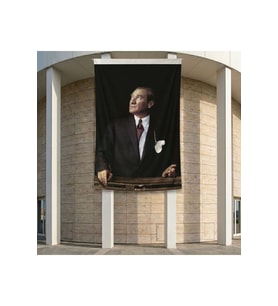 İstikbal Göklerdedir Atatürk Portresi Poster Bayrak Premium Raşel Kumaş ATA10 2x3m
