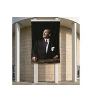 İstikbal Göklerdedir Atatürk Portresi Poster Bayrak Premium Raşel Kumaş ATA10 2x3m