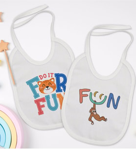BK Kids Fun Tasarımlı 2’li Beyaz Mama Önlüğü-1