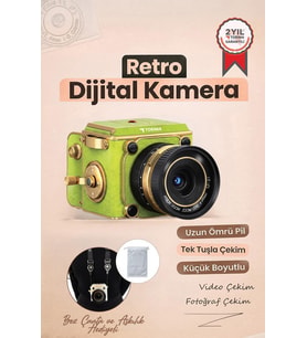 Torima Vintage Dijital Kamera Selfie Video Vlog Kamerası Fotoğraf Makinesi CMR48 Açık Yeşil