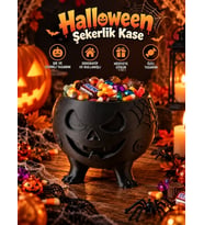 Halloween Cadılar Bayramı Dekoratif Balkabağı Şekerlik Kase Siyah Masa Üstü Dekor