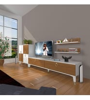 Decoraktiv Eko ON Mdf Std Gold Tv Ünitesi Tv Sehpası (Beyaz - Ceviz)