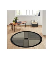 Eliana Home Baskılı, Yıkanabilir Kaymaz Taban Yuvarlak Halı LNA7156 120x120 cm (Siyah)
