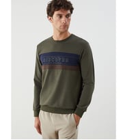 LCWAIKIKI Classic Haki Bisiklet Yaka Uzun Kollu Baskılı Erkek Sweatshirt