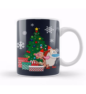 Ren And Stimpy Around The Christmas Tree Kupa Bardak Porselen