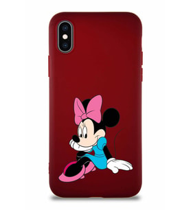 Apple iPhone XS Soft Premier Kapak Minnie Mouse-E Tasarımlı Silikon Kılıf - Mürdüm (Şeffaf)