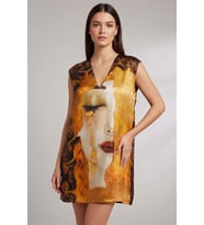 Gustav Klimt Ağlayan Kadın Sanat Baskılı İpek Elbise