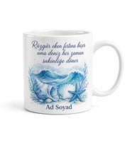 Deniz Temalı Mavi Tasarım Baskılı Kupa Bardak Hediye Porselen Mug
