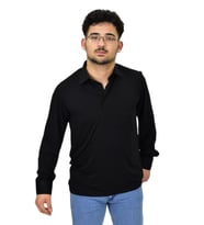 Erkek Gömlek Yaka Uzunkol Tişört T6063 BGL-ST04542 (Siyah)