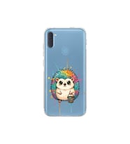 Samsung Galaxy M11 ile Uyumlu Splash Kirpi Tasarımlı Şeffaf Silikon Kılıf
