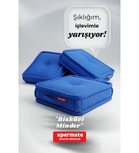 XPERMATE Bisküvi Minder Petek Önü Palet Üstü Minderi Fransız Minder Bank ve Bahçe Minderi 45x45x14 cm (Mavi)