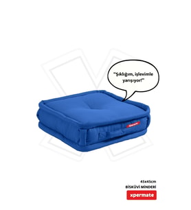 XPERMATE Bisküvi Minder Petek Önü Palet Üstü Minderi Fransız Minder Bank ve Bahçe Minderi 45x45x14 cm (Mavi)
