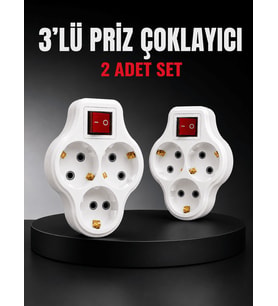 3’lü Priz Çoklayıcı 2 Adet Set Anahtarlı Kablosuz Duvar Tipi Priz Çoğaltıcı